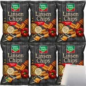 Funny Frisch Linsen Chips Paprika Style mit pflanzlichem Protein 6er Pack (6x90g) + usy Block