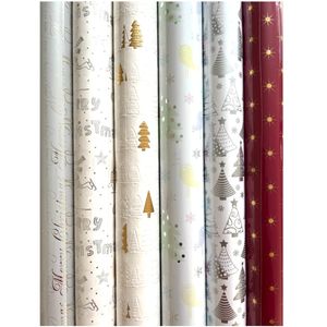 Noël Geschenkpapier – Sortiertes Weihnachtspapier, Geschenkpapier für Weihnachten – 3 Meter x 70 cm – 6 Rollen