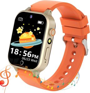 Kinder-Smartwatch mit 26 Spielen, Schrittzähler, Musikkamera, 36 Stilen, Themen, 13 Wecker-Erinnerungen, Kinderuhr, Anrufuhr (orange)