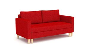 Sofa Oslo 155 x 90 mit Schlaffunktion - Schlafsofa mit Bettkasten - Farben zur Auswahl - STOFF LUX 14 Rot