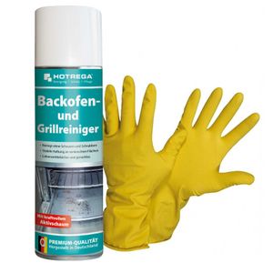 HOTREGA Backofen und Grillreiniger 300 ml SET + NITRAS Handschuhe Gr. 10