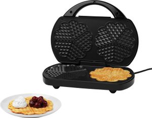 MEDION Doppelwaffeleisen (Waffeleisen, Waffeln in Herzform, antihaftbeschichtet, Temperaturregler, 1200 Watt, Backampel, MD16383)