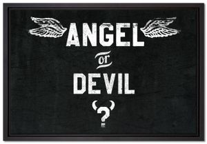 Angel or Devil Black Leinwandbild 60x40 cm im Bilderahmen | Wandbild  | Schattenfugenrahmen | Kein Poster