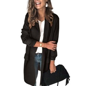 Damen Strickjacken Gefälschte Mit Tasche Blazer Elegante Jacken Aus Montierten Wollmäntel Schwarz,Größe:3xl