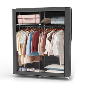 Intirilife skládací šatní skříň 108x45x170 cm v barvě MAUS GREY - skříň na zip s tyčí na oblečení, boční kapsou a přihrádkami - kempingová textilní skříň