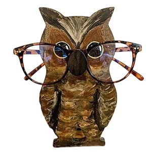 (Sova) Roztomilý kreativní držák na brýle, 1 kus dřevěného rámu na brýle ve tvaru zvířete pro domácnost, kancelář, dekorace na stůl