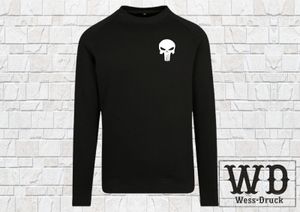 Wessdruck Punisher Pullover Schwarz Weiß L