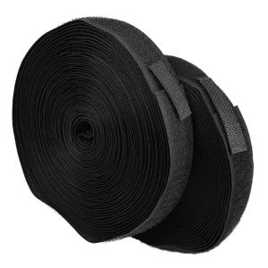 mumbi Klettband zum Nähen, Klett bestehend aus Haken und Flausch zum Aufnähen, Klettverschluss 20mm x 10 Meter, Schwarz