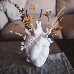 Anatomische Kunst Vase, Kunstherz Skulptur, herzförmige Harzvase, Heim- oder Tischdekoration, Geschenke, Weiß