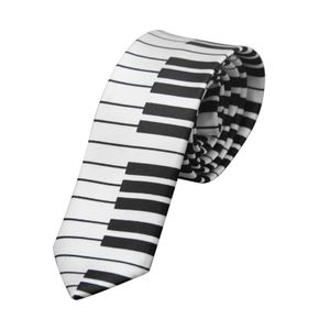 Herren-Krawatte mit Klaviertasten in Schwarz und Weiß, schmal, schmal, für Hochzeit, Party, Geschenk, Klavier 02