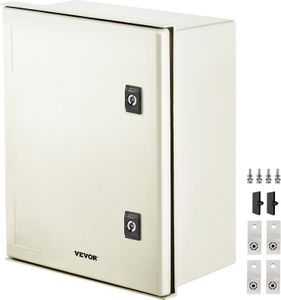Stalowa obudowa VEVOR NEMA, 16 x 12 x 8 \' Skrzynka rozdzielcza NEMA 4X z włókna szklanego, wodoodporna i pyłoszczelna IP66, elektryczna skrzynka przyłączeniowa do użytku zewnętrznego / wewnętrznego, z płytą montażową (40 x 30 x 20 cm)