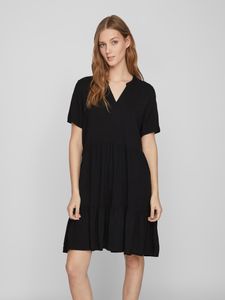 Legeres Sommer Kleid Stufen-Look Midi Dress Volant Blusenkleid mit V-Neck | 38