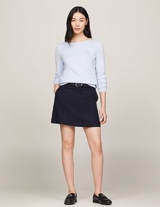 Hellblauer Feinstrickpullover mit U-Boot-Ausschnitt für Damen Tommy Hilfiger-XS