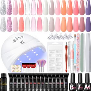 15 Farben Poly Verlängerung Gel Nagel Kit Mit UV Nagellampe 30ml Slip Solution Gel Builder Basis und Top Coat Für Nail Art Salon Maniküre Werkzeuge