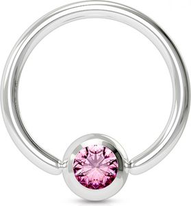 viva-adorno 1,2x8x3mm Universal Piercing Ring BCR Kristall Lippenring Klemmring Septumpiercing Brustpiercing Chirurgenstahl Z507,pink