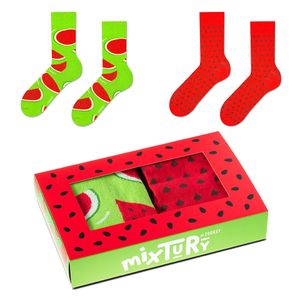 Set mit 2 Paar Bunten Wassermelonen Socken 36-40 für Damen Lustige Lange Socken