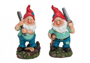 2 Stück Gartenzwerge  20 cm fleißige Gnome Zwerge Gartenfiguren