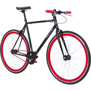 Galano Blade Fixiebike retro Fahrrad 165 bis 195 cm 28 Zoll Singlespeed Urban Bike mit Flip Flop Nabe für fixed gear und Freilauf, Farbe:schwarz/rot, Rahmengröße:59 cm