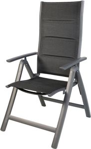 Gartensessel Comfort 6-fach verstellbar gepolstert schwarz