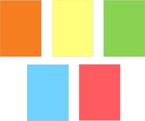 20x5 Blatt Buntpapier DIN A4 Orange, Sonnengelb, Grün, Blau, Ziegelrot verschiedene Farben Briefpapier (LCP-119)