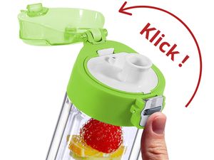 drink4chill Teeflasche to go mit Sieb / Thermosflasche / Trinkflasche Glas 400ml, doppelwandiges Glas, grün