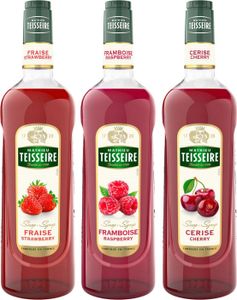 Sirupe mit roten Früchten Teisseire - Erdbeere, Himbeere, Kirsche - 3x1l