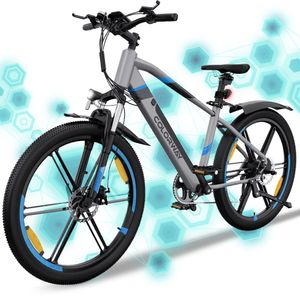 E-Bike Elektrofahrrad 26 Zoll, Elektrofahrrad mit Stoßdämpfer, E-Mountainbike 35-90km Assistenz-Modus Fat Reifen hydraulische Scheibenbremsen für Herren Damen