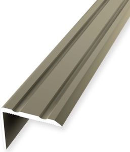 Treppenkantenprofil 20 x 24.5 x 2700 mm Treppenkante Winkelleiste Treppenprofil Aluminium eloxiert Geriffelt Selbstklebend Sandfarbig Küberit
