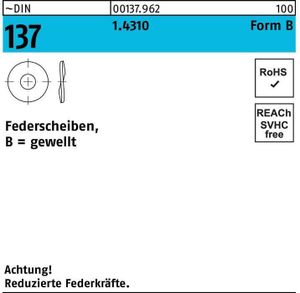 DIN 137 Federringe, gewölbt 1.4310 B 12 rostfreiei S 500 Stk