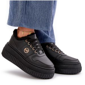 Sneakersy Buty Sportowe Damskie Ocieplane Na Masywnej Podeszwie Czarne Verissha 40