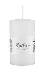 Rustikale durchgefärbte Kerze Weiß, 250 x 80 mm, Stumpenkerze, rußarm, tropffrei, RAL Kerzengüte Qualität