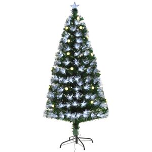 HOMCOM künstlicher Weihnachtsbaum mit Fernsteuerung LED-Leuchten Christbaum Tannenbaum PVC Metall Grün+Weiß Ø75 x 150 cm