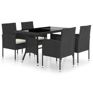 vidaXL 5-tlg. Garten-Essgruppe Poly Rattan Schwarz