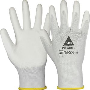 HASE SAFETY GLOVES Arbeitshandschuhe PU, Polyurethanwhite, EN 388, EN 420, weiß, Größe 9