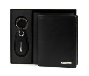 bruno banani Gift Box Set Slim Wallet High / Keychain Black