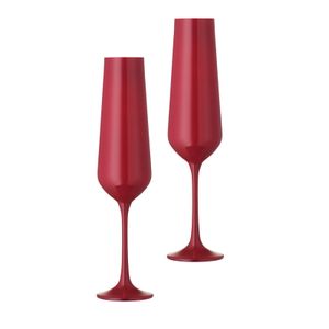 Bohemia Sektkelche rot 200ml Set von 2 Champagnergläser Sektgläser Kristallglas
