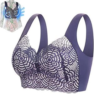 y Lace Komfort Bügelloser BH, Voll-Cup Damen Bustier, 4XL Size 2pcs y Frauen Sport BH ohne Bügel, Atmungsaktive und elastische Damen bra top, 6 verschiendene Farben-blau
