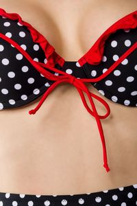 Belsira Damen Highwaist-Hose Bikini-Set Bade-Set Bademode, Größe:S, Farbe:schwarz/weiß/rot