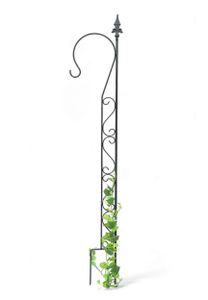 DanDiBo Rankhilfe Garten Metall mit 1 Halter Schwarz Rankgitter für Kletterpflanzen 145 cm Kletterhilfe mit Haken