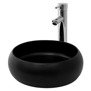 ML-Design Waschbecken aus Keramik, Ø 35x12 cm, Schwarz, ohne Überlauf