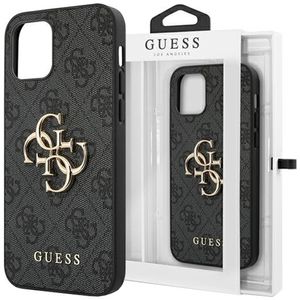 Guess Big Metal Logo Collection Smartphone Hard Case für Apple iPhone 12 / 12 Pro Grau mit Muster