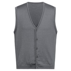 Greiff Corporate Wear STRICK Herren Strickweste V-Ausschnitt Knopfleiste Regular Fit Polyestermix ® Grau S