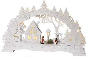 Best Season LED-Fensterleuchter "Village" 10 warm white LED, weiss, Holz, Trafo, 270-27