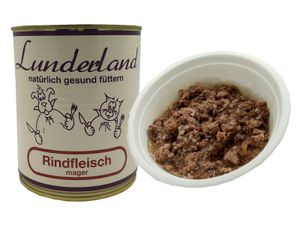 Lunderland Rindfleisch mager 2X 800g Dose (insg. 1,6kg) / Hundefutter Nassfutter 100% Rindfleisch, von Hand entfettet