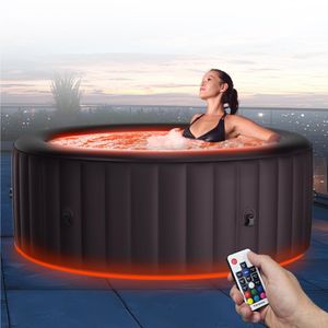 MSpa Whirlpool Urban Aurora U-AU062 | 6 Personen Pool - aufblasbar - UVC+ Filter - LED RGB Band -  Ozon-Desinfektion - mit Zubehör - Ø 204 x 70 cm