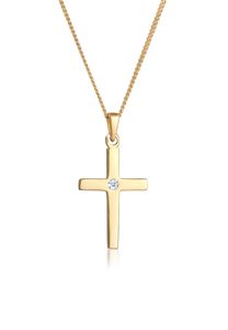 DIAMORE Halskette Kreuz Diamant Konfirmation Kommunion 585 Gelbgold Weiß