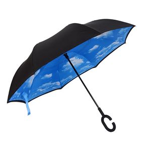 c Griff winddicht umgekehrt umgedreht trendy auf den Kopf nach unten doppelter Schicht Regenschirm-2#