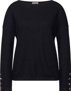 Street One Langarmshirt 'Shirt mit Knopfdetail', A322791, deep tint blue, Gr. 40