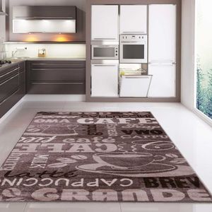 Küchenteppich Teppichläufer Coffee Modern Kaffee Design in Braun Beige Teppich für Lounge oder Küche, Maße:160x220 cm