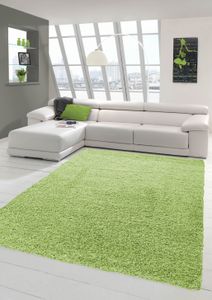 Shaggy Teppich Hochflor Langflor Teppich Wohnzimmer Teppich Gemustert in Uni Design Grün Größe - 160x230 cm